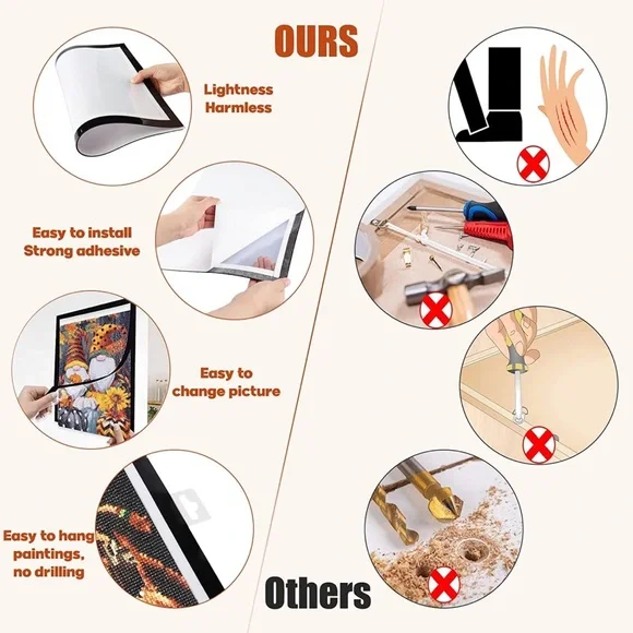 Magnetic Diamond Painting Canvas Frames 12X16in with 6PCS Transparent Hook 2Pack - Picture 5 of 8